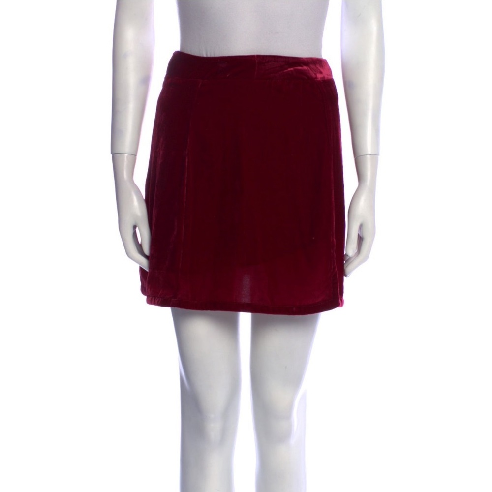 For Love & Lemons Red Velvet Mini Skirt